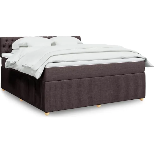 vidaXL Boxspring met matras stof donkerbruin 180x200 cm bruin