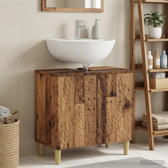 vidaXL Badkamer wastafelkast DELFT Oud hout 59,5 x 31,5 x 59 cm Bruin