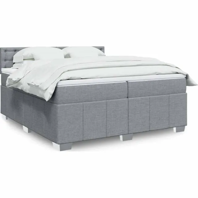 vidaXL Boxspring met matras stof lichtgrijs 200x200 cm grijs