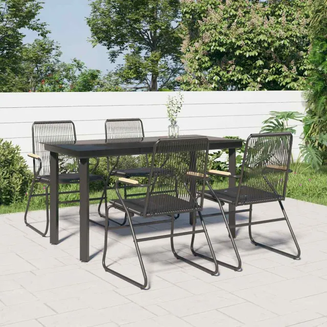 vidaXL 5-delige Tuinset PVC-rattan zwart, foto 2