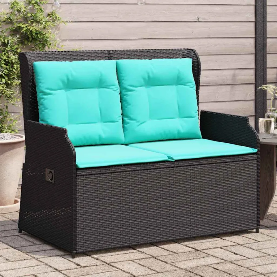 vidaXL Tuinbank Zwart poly rattan, foto 3