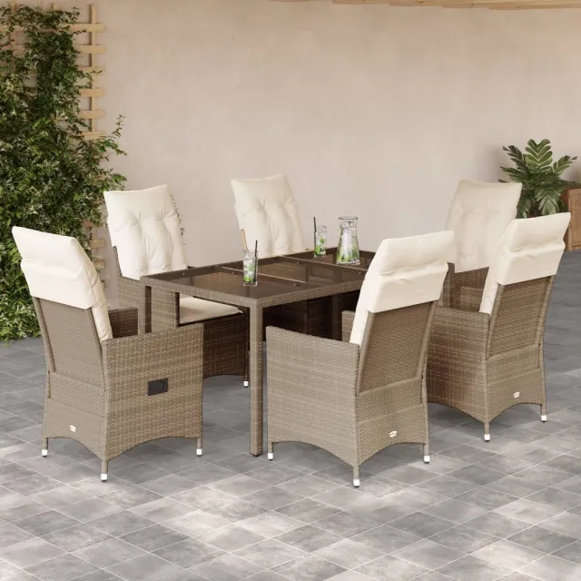 vidaXL 7-delige Tuinset met kussens poly rattan beige, foto 2
