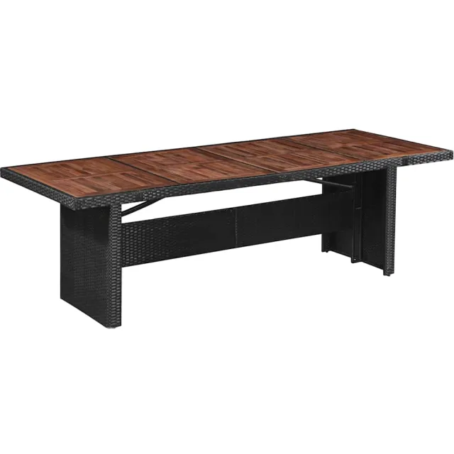 vidaXL Tuintafel 240x90x74 cm poly rattan en massief acaciahout Bruin