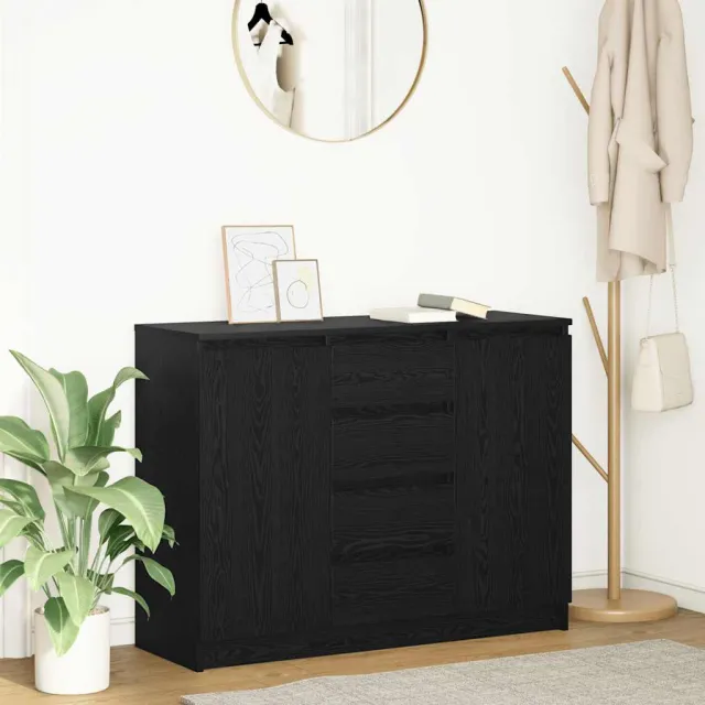 vidaXL Dressoir met lades 100,5x35x76 cm spaanplaat zwart eikenkleurig
