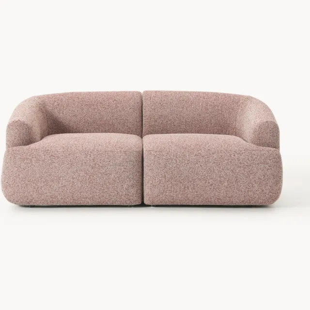 Westwing Collection Modulaire bouclé bank Sofia (2-zits) Wijnrood