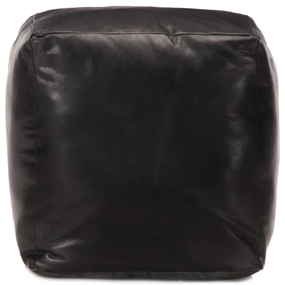 vidaXL Poef 40x40x40 cm echt geitenleer zwart