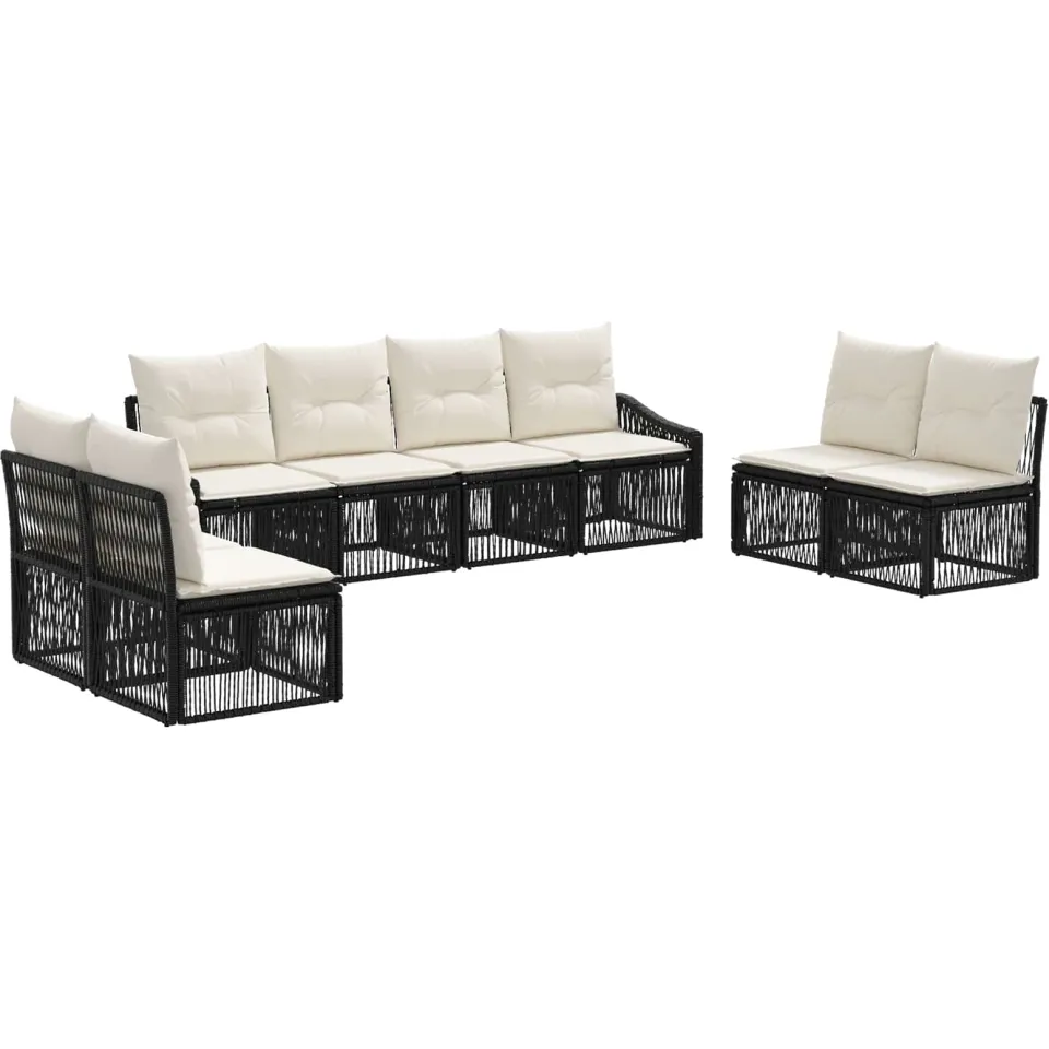 vidaXL Tuinbankenset 8 st 8-zits Zwart poly rattan, foto 3
