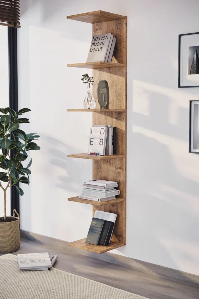 Bofigo Boekenkast - Wandkast - 6 Planken - Pijnboom Grenen - 180x35x32 cm