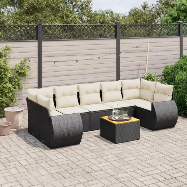 vidaXL 8-delige Loungeset met kussens poly rattan zwart, foto 2