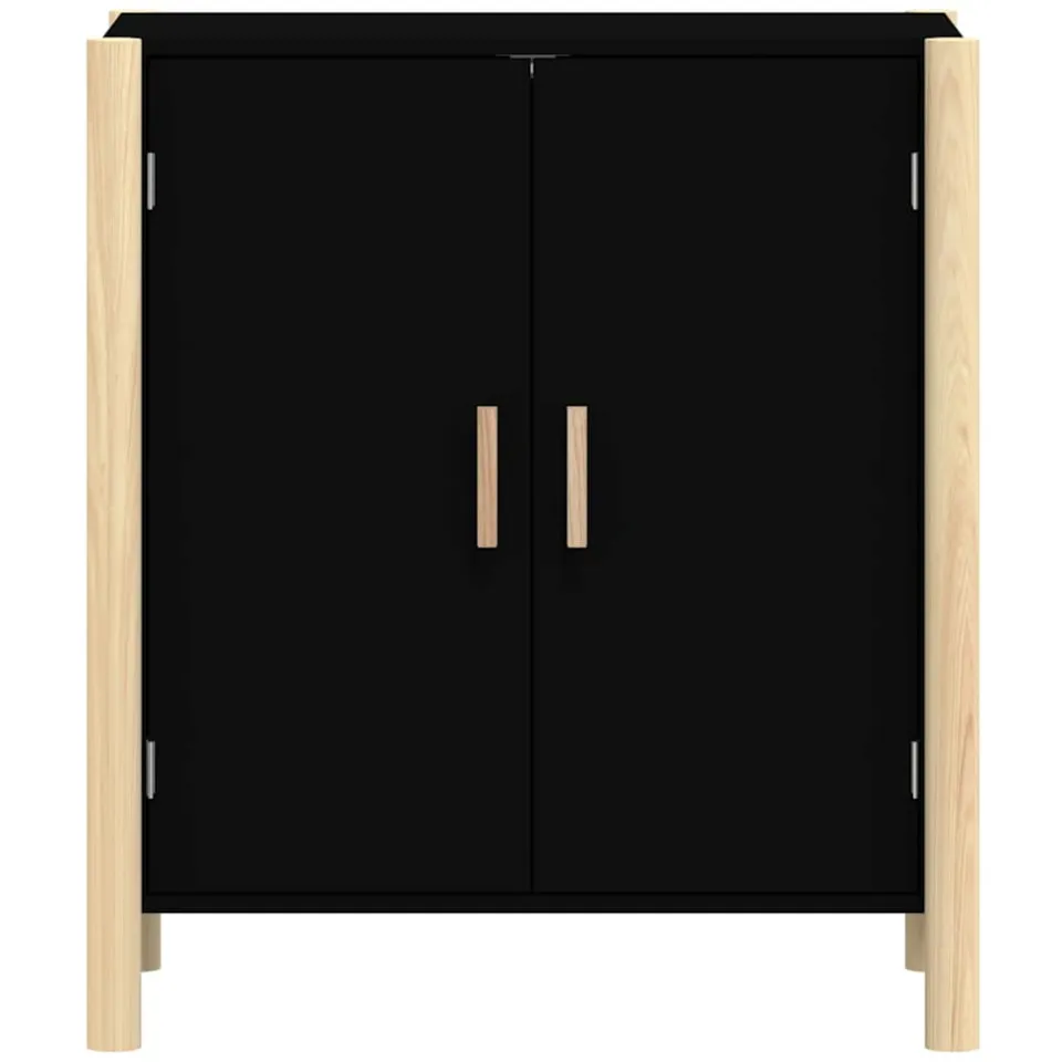 vidaXL Dressoir 62x38x70 cm bewerkt hout zwart, foto 3