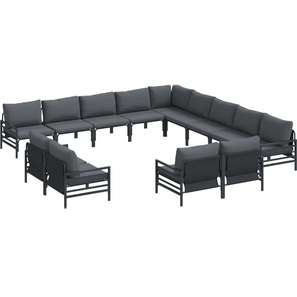 vidaXL Tuinbankenset 13 st Zwart Staal Anthraciet
