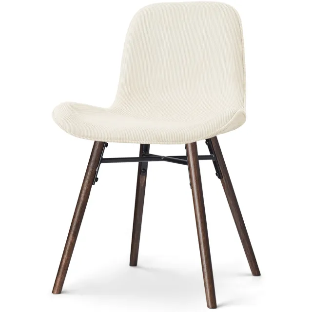Nolon Nena-Fé eetkamerstoel rib beige - walnoot houten onderstel