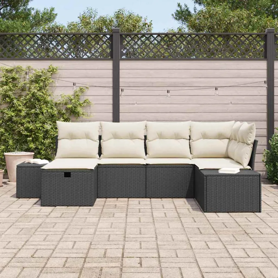 vidaXL Tuin Sofa Set 6 st Zwart poly rattan, foto 3