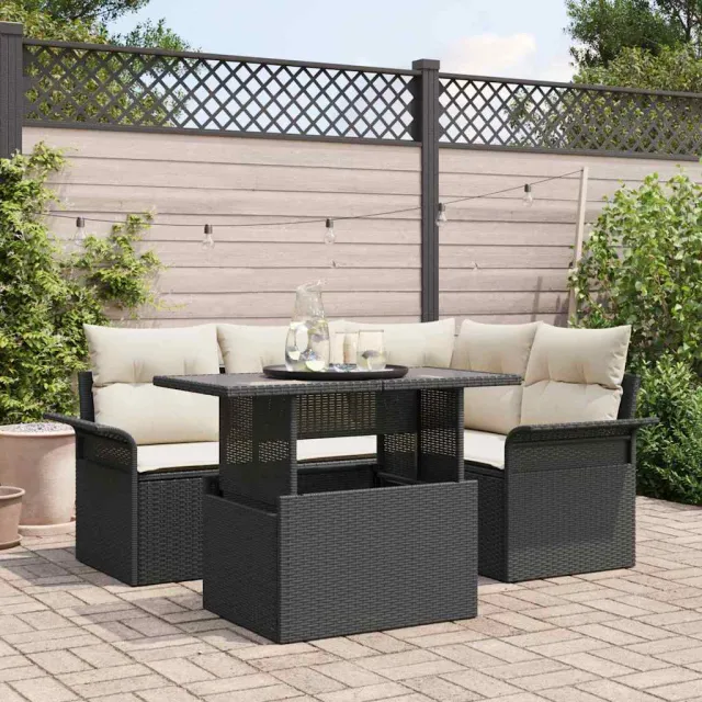 vidaXL Tuin Sofa Set 5 st Zwart poly rattan, foto 2