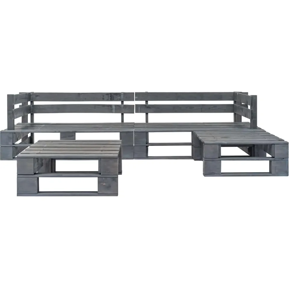 vidaXL 4-delige Loungeset pallet hout grijs, foto 2