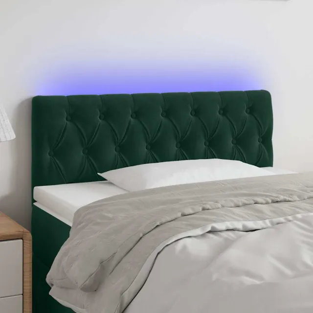 vidaXL Hoofdbord LED 100x7x78/88 cm fluweel donkergroen