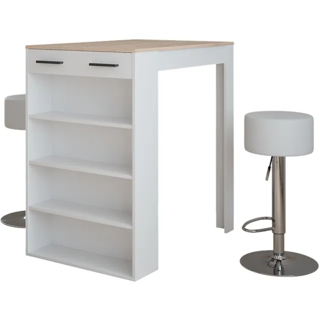 Vicco Repose Bartafel set – 67 x 100 cm met 2 barkrukken Wit/Sonoma