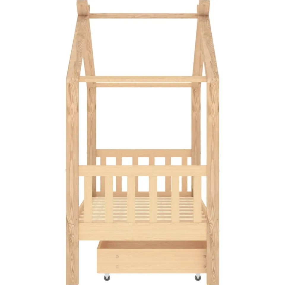 vidaXL Kinderbedframe met lade massief grenenhout 80x160 cm bruin, foto 2