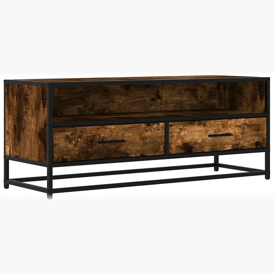 vidaXL Tv-meubel 100x34,5x40 cm bewerkt hout metaal gerookt eikenkleur, foto 3