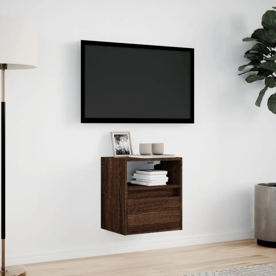 vidaXL Tv-wandmeubel met LED-verlichting 41x31x45 cm bruin eikenkleur, foto 2