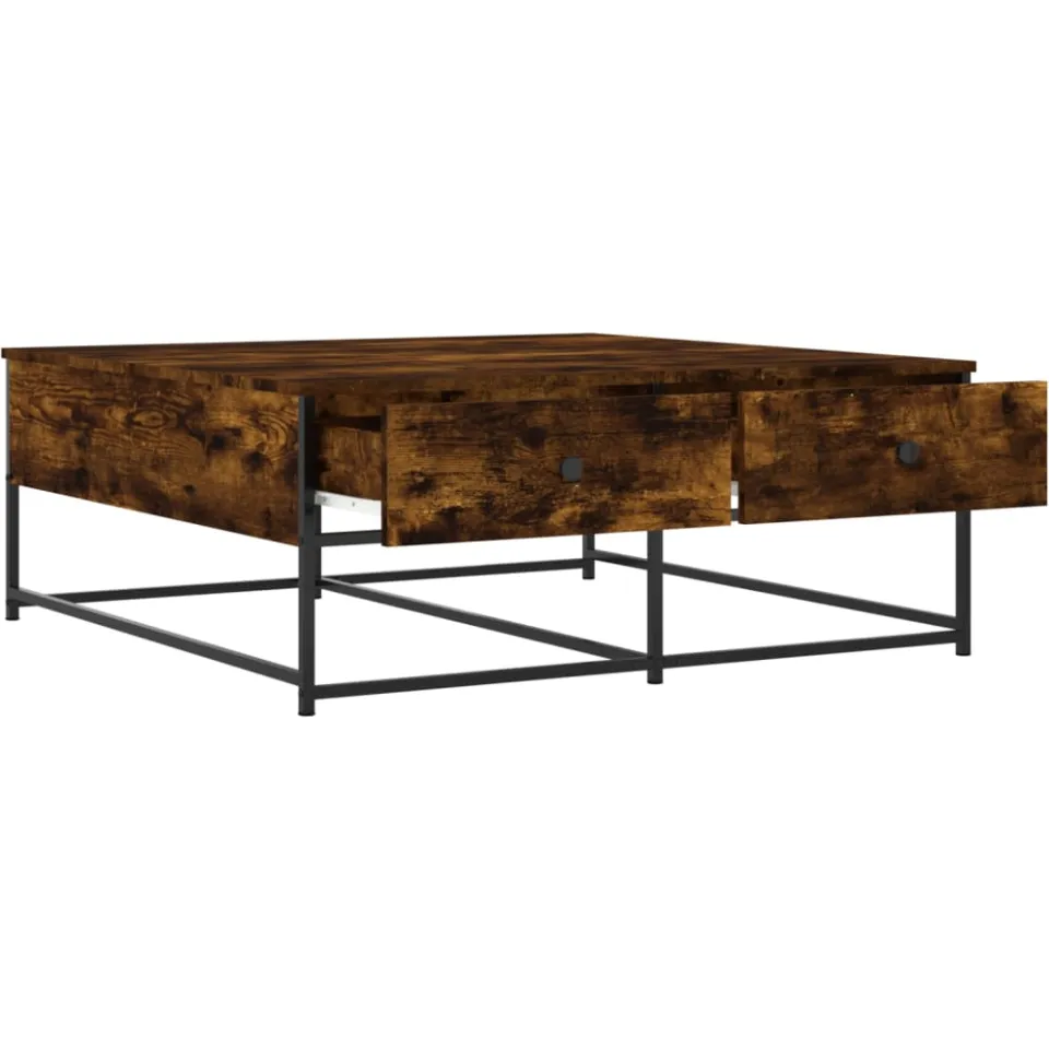 vidaXL Salontafel 100x99x40 cm bewerkt hout gerookt eikenkleurig Bruin