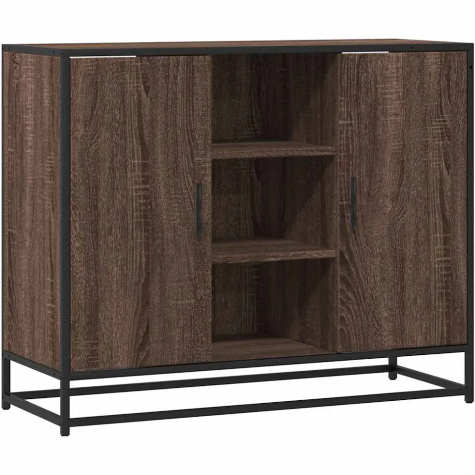 vidaXL Dressoir 92x35x76 cm bewerkt hout bruin eikenkleurig, foto 3