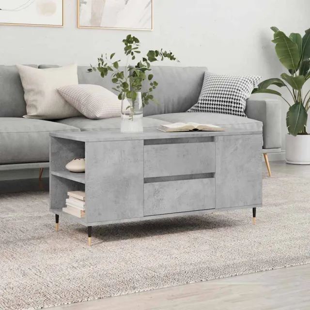 vidaXL Salontafel 102x44,5x50 cm bewerkt hout betongrijs grijs, foto 2
