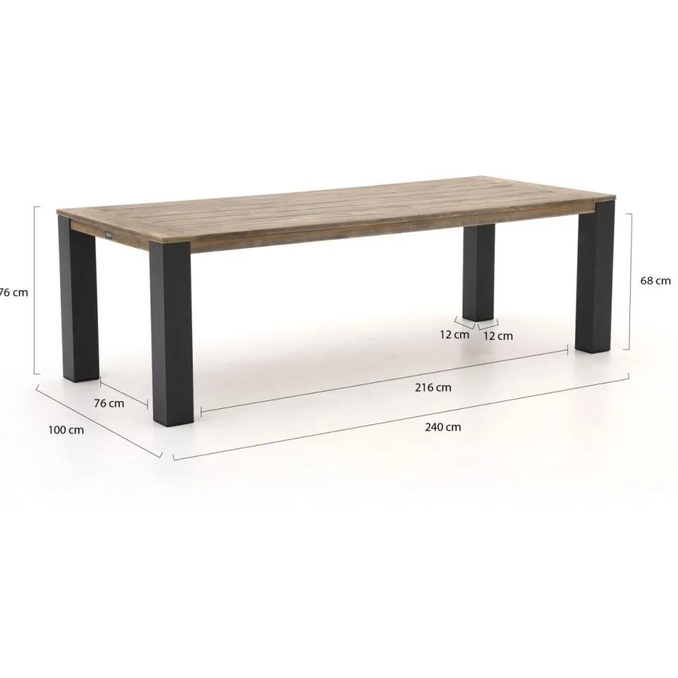 ROUGH Furniture ROUGH-X dining tuintafel 240x100x76cm bruin, foto 2