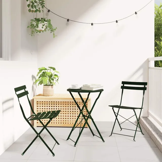 vidaXL Vouw Bistro Set 3 st Bossen Staal bosgroen, foto 2