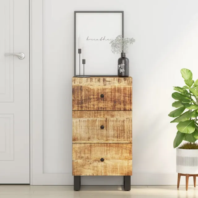 vidaXL Dressoir met 3 lades 40x33,5x75 cm massief mangohout bruin