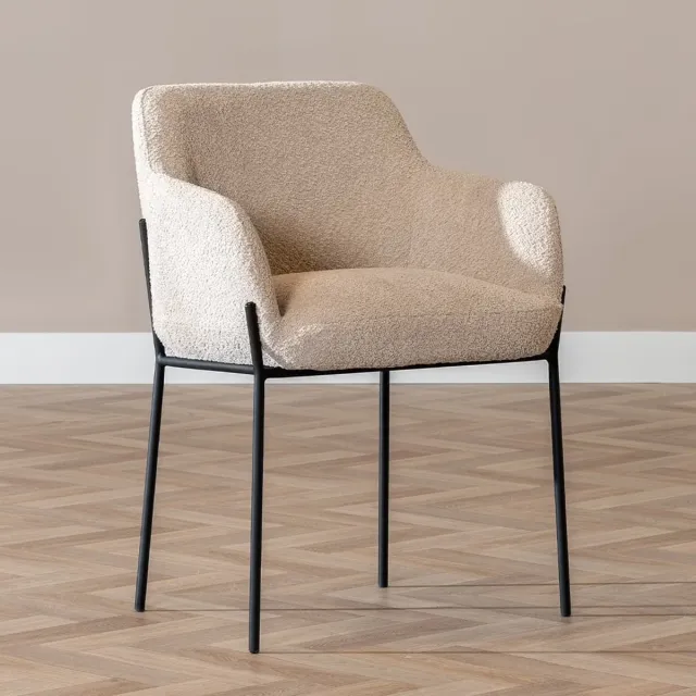Bronx71 Scandinavische eetkamerstoel Mary bouclé beige - stoel