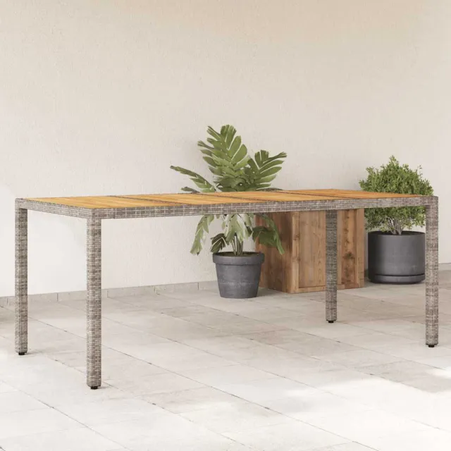 vidaXL Tuintafel met acaciahouten blad 190x90x75 cm poly rattan grijs