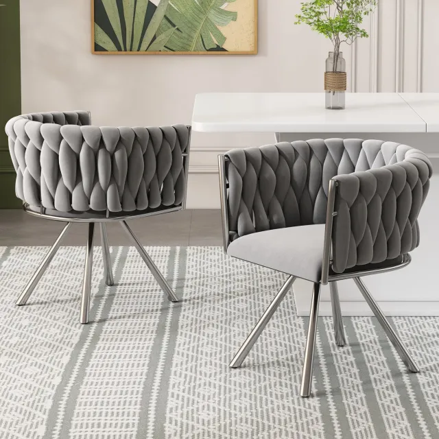 CHICFURN Eetkamerstoel - 360 graden draaibaar - Vierpoot - Grijs