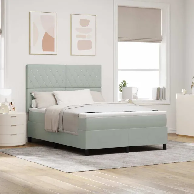 vidaXL Boxspringbed met matras Lichtgrijs 160 x 200 cm Fluweel