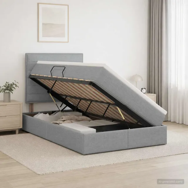 vidaXL Opslag bed met matras met opslag Lichtgrijs 120 x 200 cm Stof