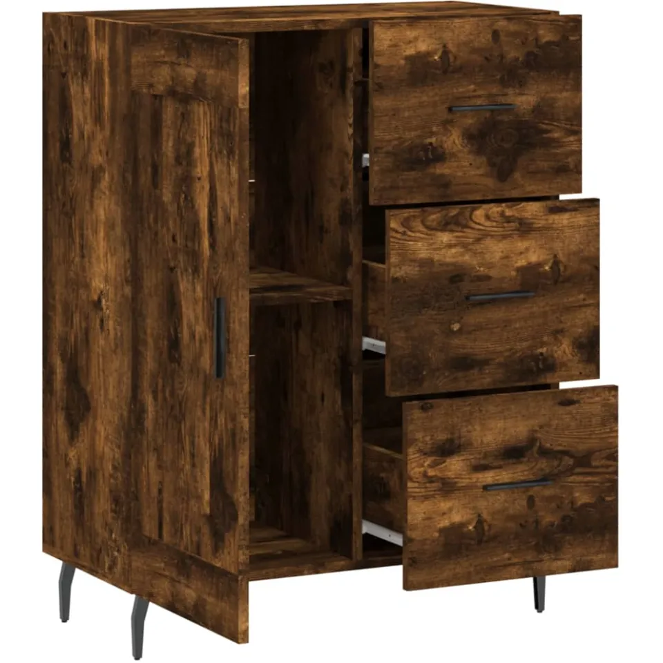 vidaXL Dressoir 69,5x34x90 cm bewerkt hout gerookt eikenkleurig, foto 4