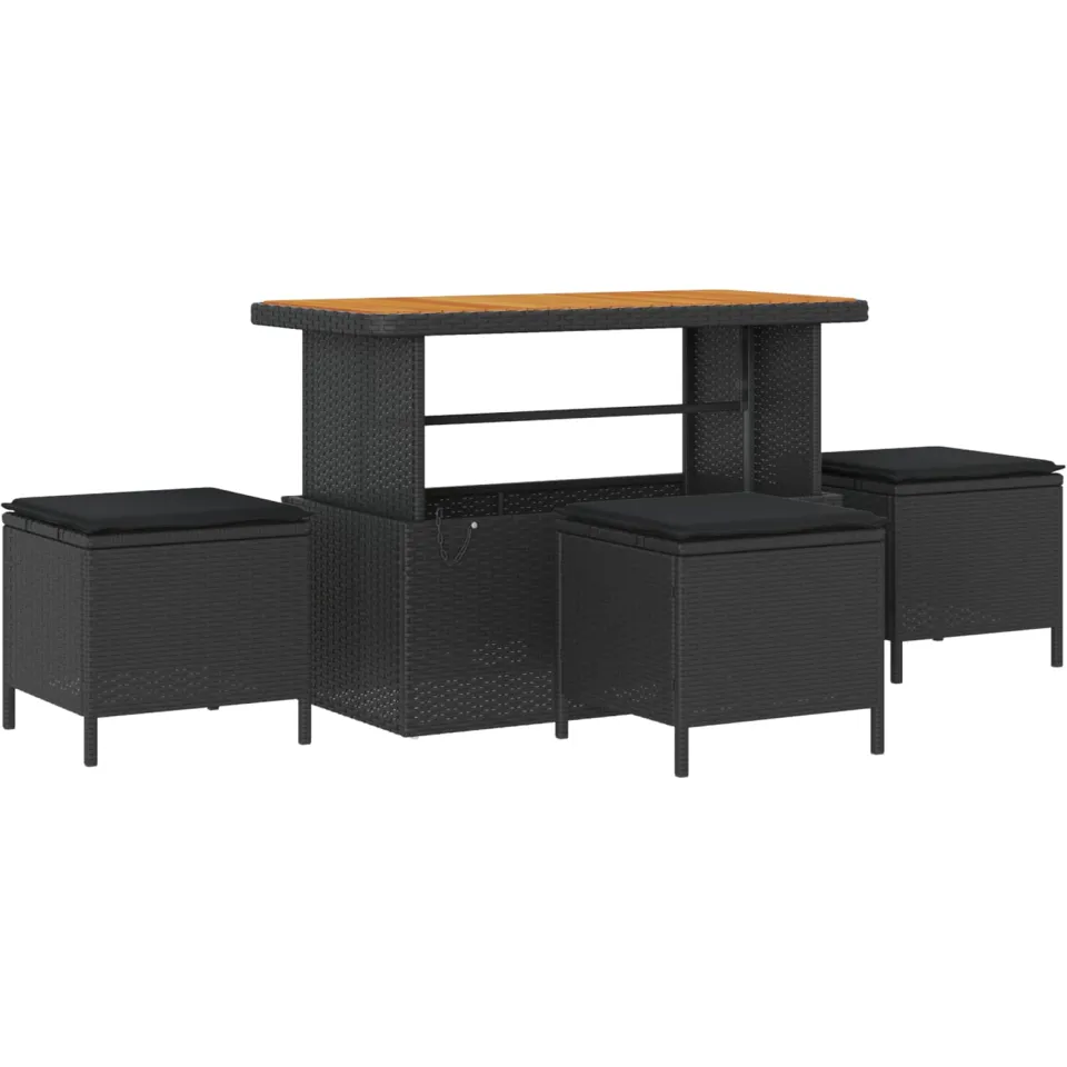 vidaXL Tuinbankenset 13 st Zwart poly rattan, foto 4