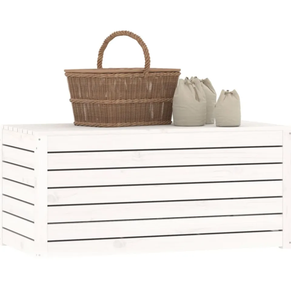 vidaXL Tuinbox 101x50,5x46,5 cm massief grenenhout wit
