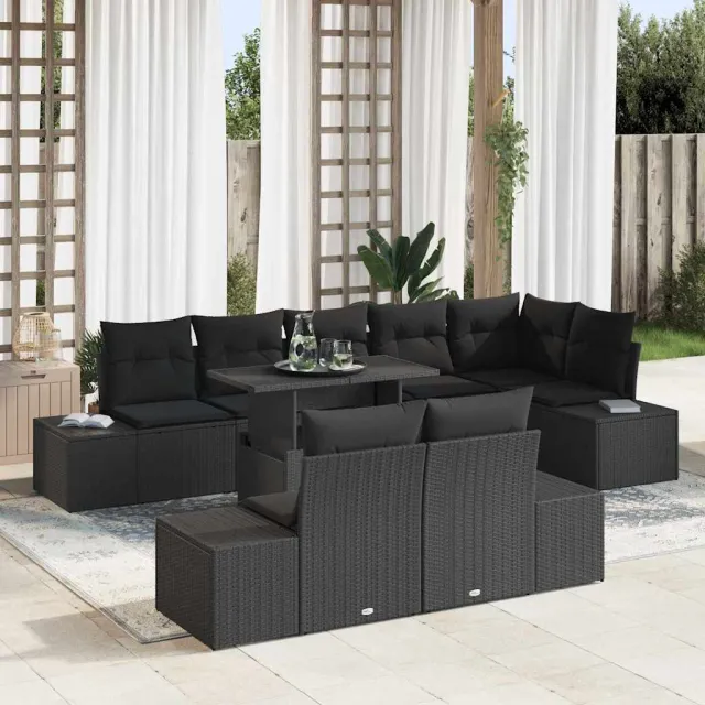 vidaXL Tuin Sofa Set 9 st Zwart poly rattan, foto 2