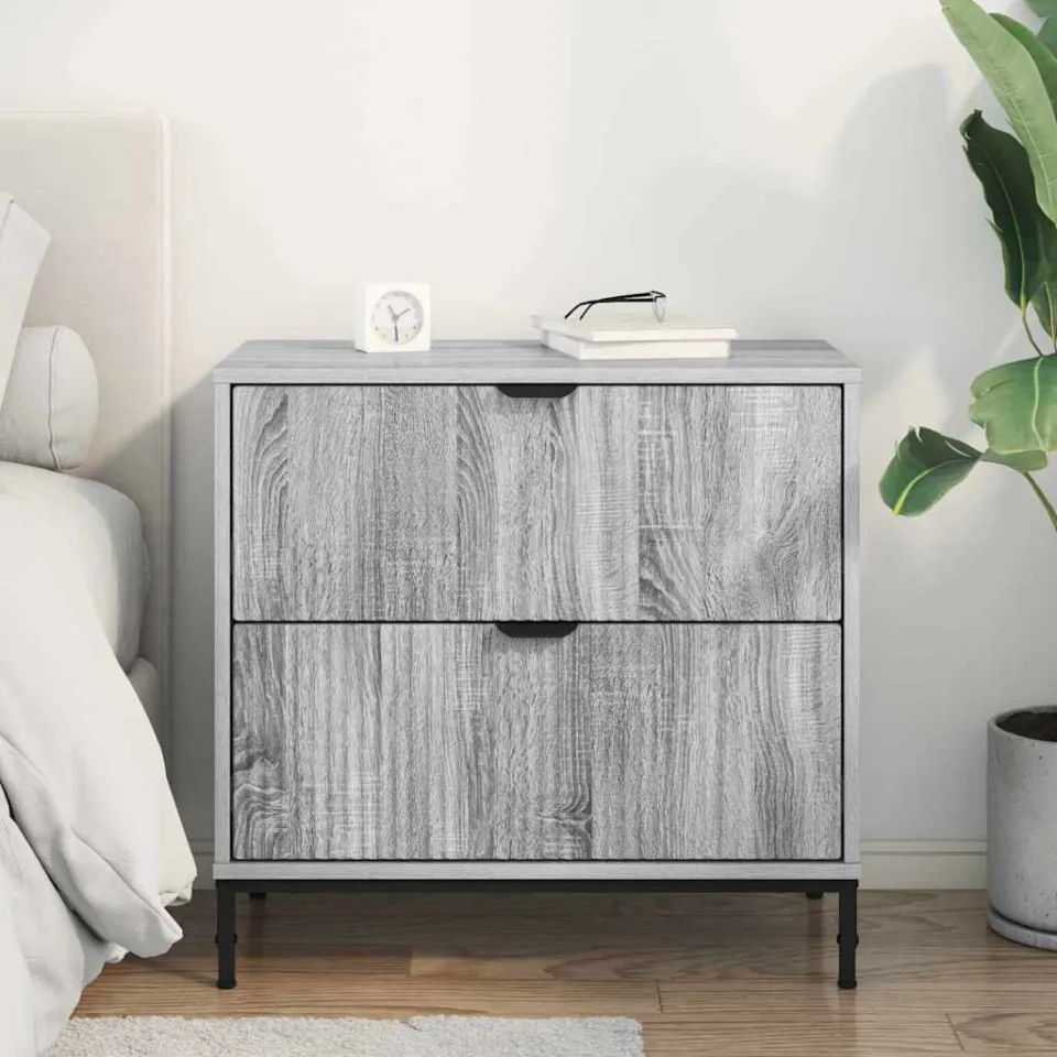vidaXL Nachtkastje Grijs sonoma 63.5 x 36 x 61 cm Bewerkt hout, foto 4