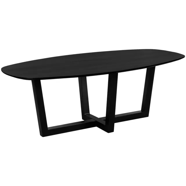 QUVIO Eettafel Sofia - Deens ovaal – 220x110 cm - W-poot - FSC® gecertificeerd mangohout - Zwart