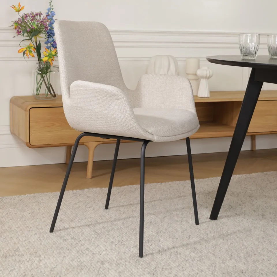 Nolon Nora-Eef eetkamerstoel beige - zwart onderstel, foto 2