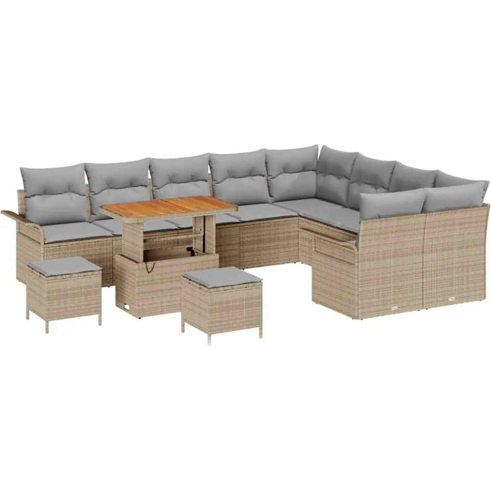 vidaXL Tuinbankenset 12 st Beige poly rattan
