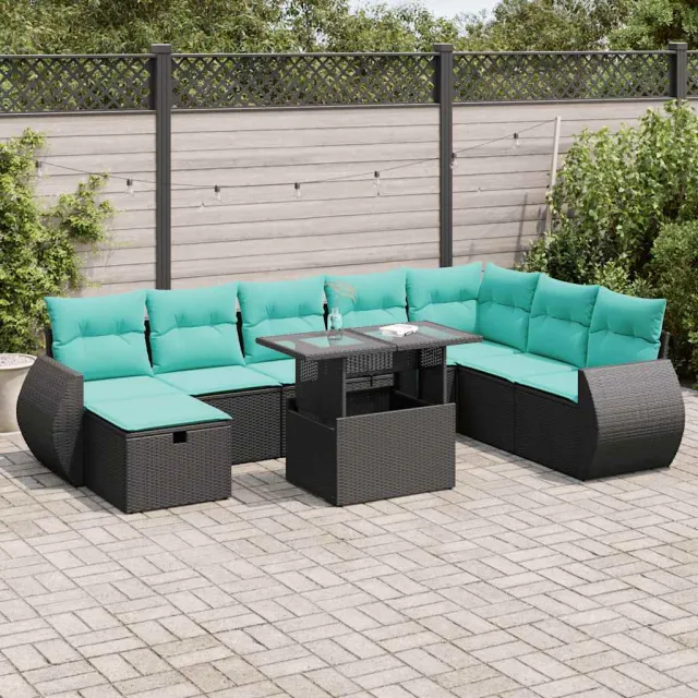 vidaXL 9-delige Loungeset met kussens poly rattan acacia grijs, foto 2