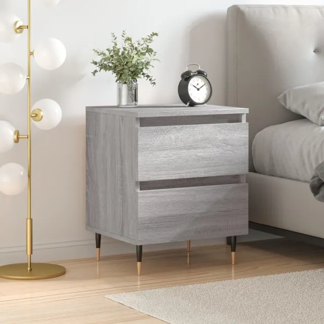 vidaXL Nachtkastje 40x35x50 cm bewerkt hout grijs sonoma eikenkleurig, foto 2