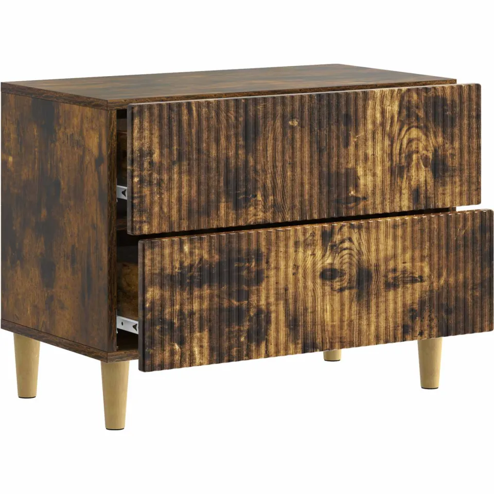 vidaXL Nachtkastje Gerookt eiken 62 x 34,5 x 48 cm Bewerkt hout, foto 3