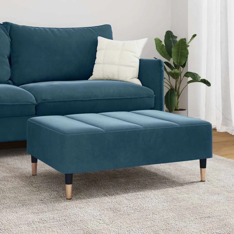 vidaXL Voetenbank 77x55x31 cm fluweel blauw, foto 3