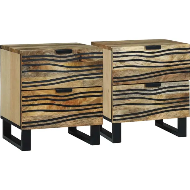 vidaXL Nachtkastje 2 st Naturel 40 x 33 x 46 cm Bewerkt hout Bruin