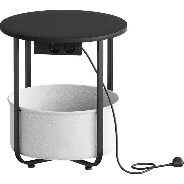 hsd salontafel - Tafel - Met stopcontact - Met opbergmand - Ø 45 - Zwart