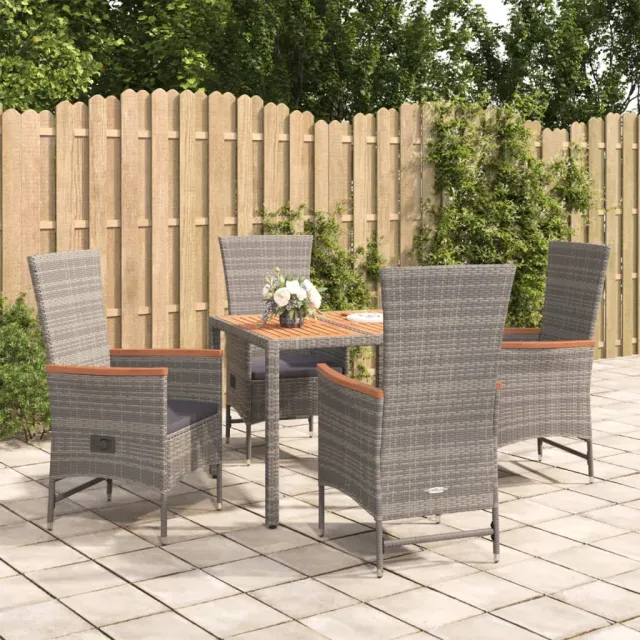 vidaXL 5-delige Tuinset met kussens poly rattan grijs, foto 2